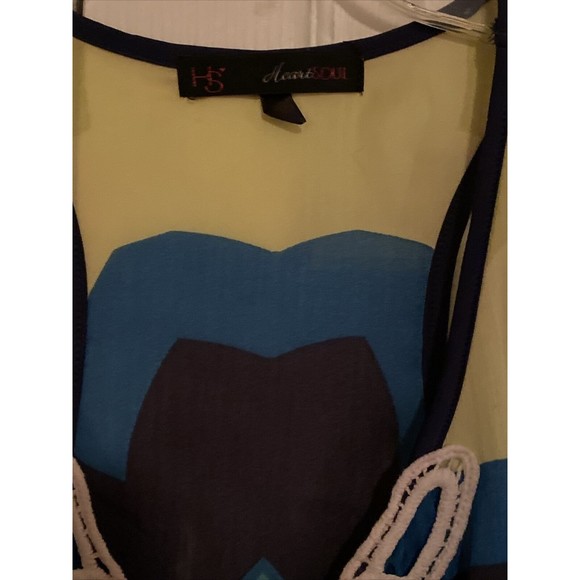 HeartSoul HS Asymmetrical Boho Crochet Sleeveless Blouse Striped M Medium - Picture 6 of 10